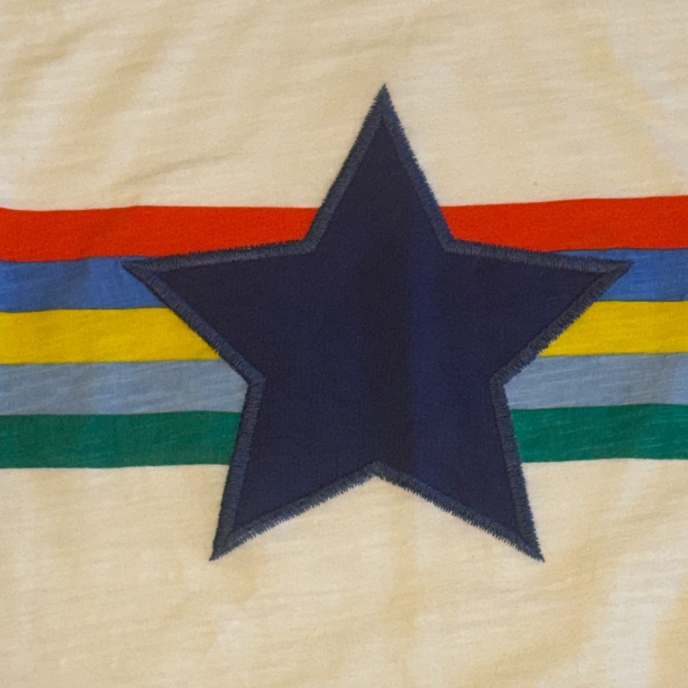 Mini Boden Blue/White Appliqué Star Long Sleeve Tee Size 13-14 NWT - Picture 2 of 4